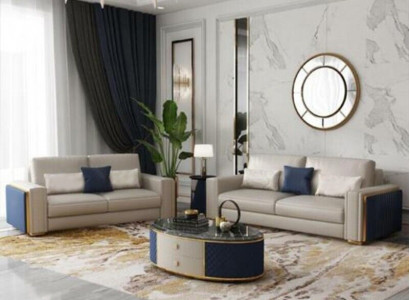 Moderne Sofas Ledersofa Couch Wohnlandschaft Sofa Sitz Sofagarnitur 3+2 Design